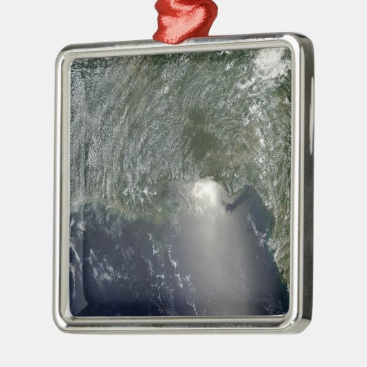 油流出の衛星表示 メタルオーナメント (左)