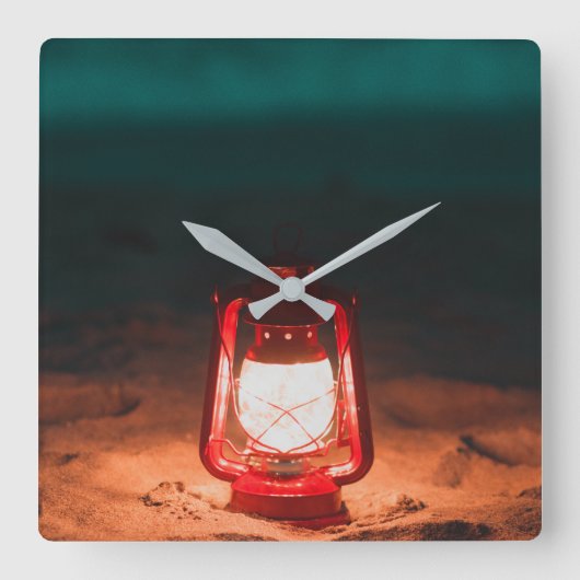 油灯 スクエア壁時計 (正面)