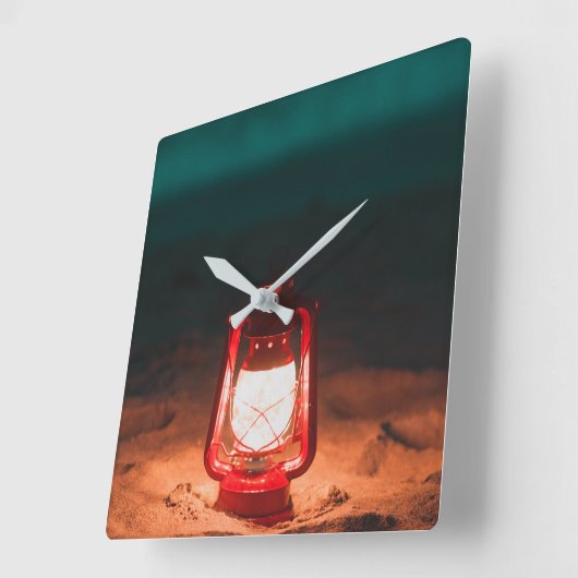 油灯 スクエア壁時計 (傾斜)