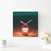 油灯 スクエア壁時計 (ホーム)