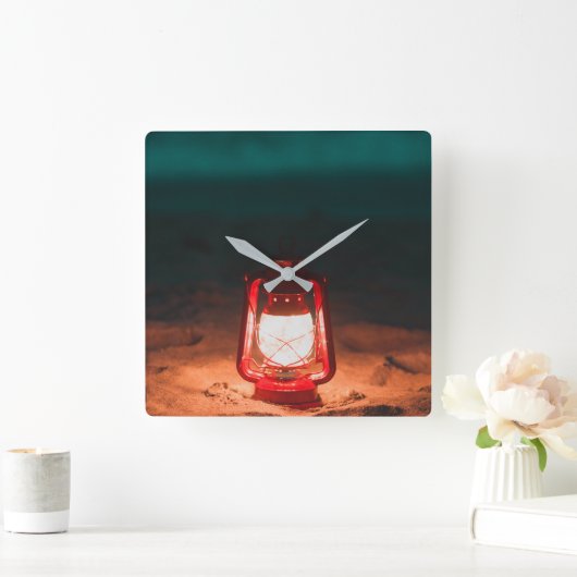 油灯 スクエア壁時計 (ホーム)