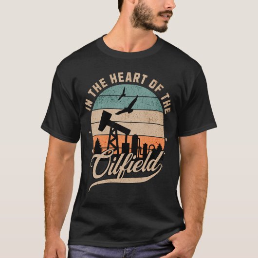 油田の労働者のハートのレトロ Tシャツ (正面)