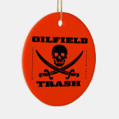 油田の屑、スカル及び骨が交差した図形の油、ガス、装備 セラミックオーナメント (右)