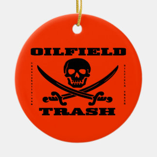 油田の屑、スカル及び骨が交差した図形の油、ガス、装備 セラミックオーナメント