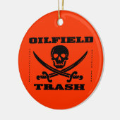油田の屑、スカル及び骨が交差した図形の油、ガス、装備 セラミックオーナメント (左)