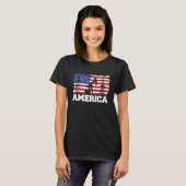 油田アメリカ国旗の掘削フラッカーフラッカー油名 Tシャツ (正面フル)