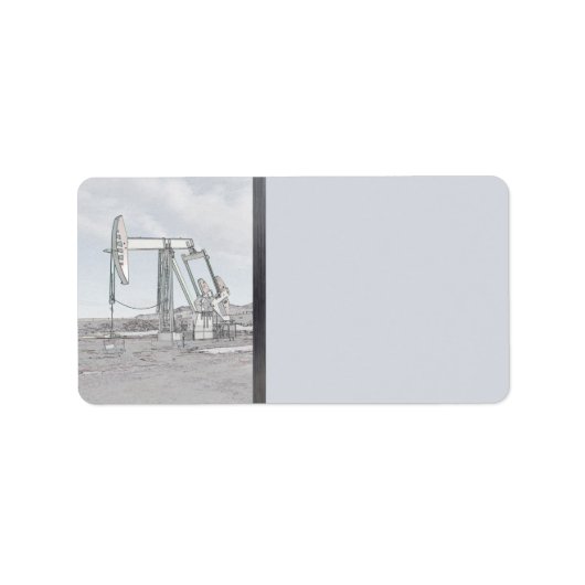 油田ポンピングユニットとブルースカイ ラベル (正面)