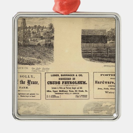 油田、住宅 メタルオーナメント (正面)