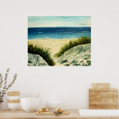 油砂丘ビーチ絵画ズオンキャンバス ポスター (キッチン)