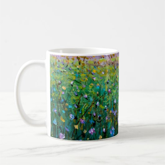  油絵という，花の美しい野花  コーヒーマグカップ (左)