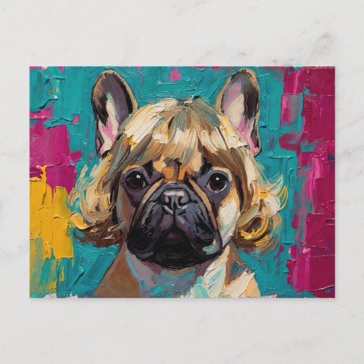 油絵のシリアスな犬 (#3) ポストカード (正面)