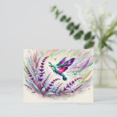 油絵のセージとハミングバードホーク ポストカード (スタンド正面)