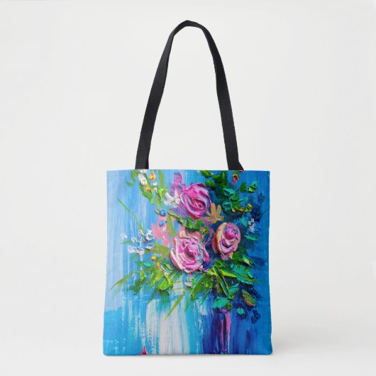 油絵のブーケにバラ。印象派 トートバッグ (正面)