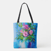 油絵のブーケにバラ。印象派 トートバッグ (裏面)