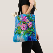 油絵のブーケにバラ。印象派 トートバッグ (クローズアップ)