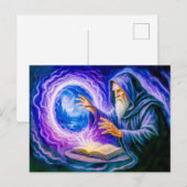 油絵の幻想的なポータルを開く魔法使い シーズンポストカード (正面/裏面)