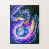 油絵の幻想的なポータルを開く魔法使い ジグソーパズル (縦)
