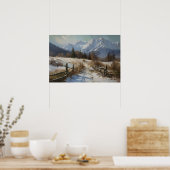 油絵の曲がりくねった道の西山麓 ポスター (キッチン)