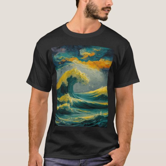 油絵の海の嵐 Tシャツ (正面)