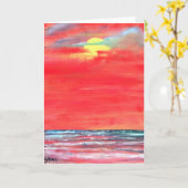 油絵の海景のビーチの芸術の挨拶状 カード (黄色い花)