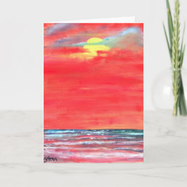 油絵の海景のビーチの芸術の挨拶状 カード