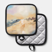 油絵の美しい海の側 鍋敷き (正面/裏面)