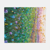 油絵の花、美しい野花 フリースブランケット (正面(横))