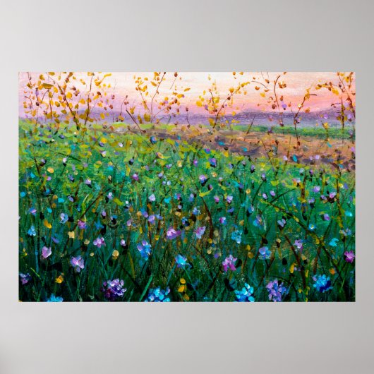 油絵の花、美しい野花 ポスター (正面)