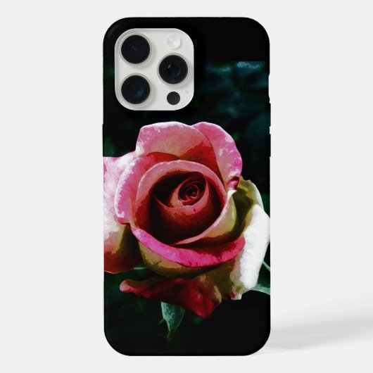 油絵の赤いバラ iPhoneケース (裏面)