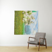 油絵の農村風景、畑の花 タペストリー (インサイチュ(横))