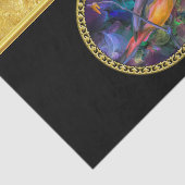 油絵の黄橙色および紫色のすずめ 薄葉紙 (詳細)