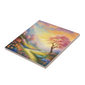 油絵を描と川の春の風景 タイル (側面)