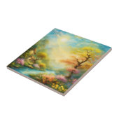 油絵を描の春の風景と木 タイル (側面)