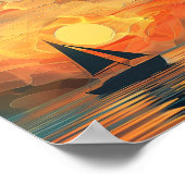 油絵を描サンセットライトハウス ポスター (角)