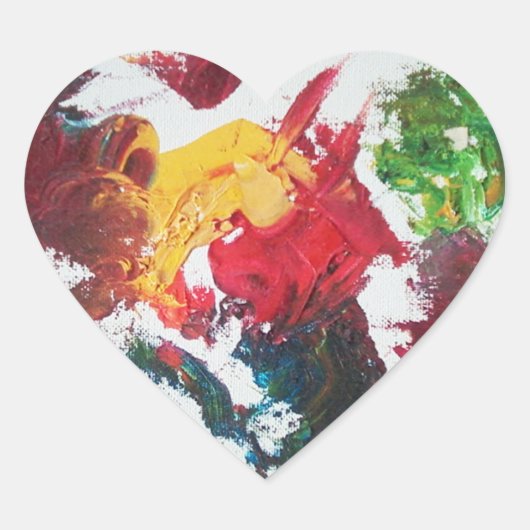 油絵を描パレット(赤いステッカー) ハートシール (正面)