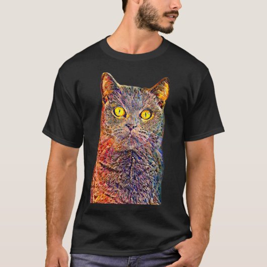 油絵を描フィルタ猫 Tシャツ (正面)