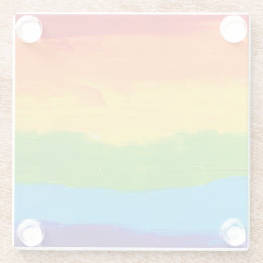 油絵を描レインボーカラーゲイレズビアンLGBT ガラスコースター (裏面)