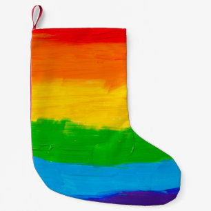 油絵を描レインボーカラーゲイレズビアンLGBT スモールクリスマスストッキング