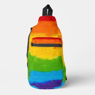油絵を描レインボーカラーゲイレズビアンLGBT スリングバッグ