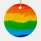 油絵を描レインボーカラーゲイレズビアンLGBT セラミックオーナメント (正面)