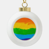油絵を描レインボーカラーゲイレズビアンLGBT セラミックボールオーナメント (正面)