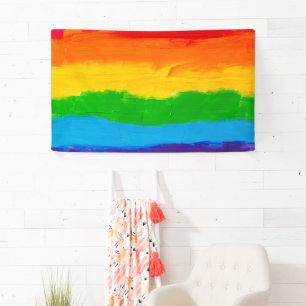 油絵を描レインボーカラーLGBTプライドバナー 横断幕