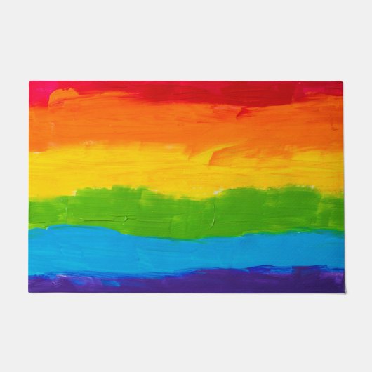 油絵を描レインボーLGBT形式 – はっきりしたプライド ドアマット (正面)