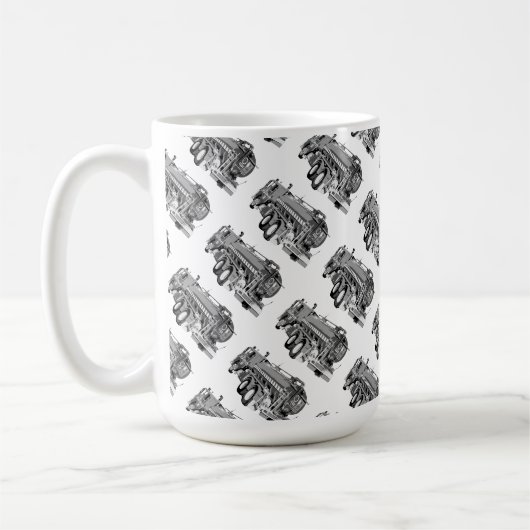 油絵を描消防車のパターン コーヒーマグカップ (左)