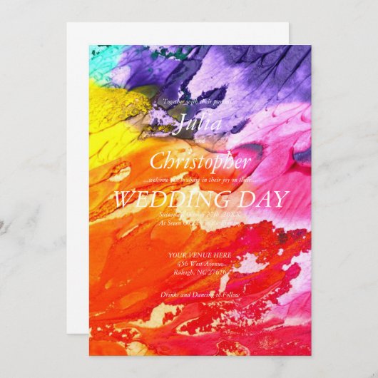 油絵を描結婚式招待状 (正面/裏面)