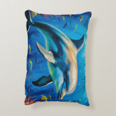 油絵イルカ アクセントクッション (裏面(縦))