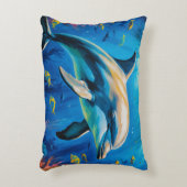 油絵イルカ アクセントクッション (正面(垂直))