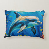 油絵イルカ アクセントクッション (裏面)
