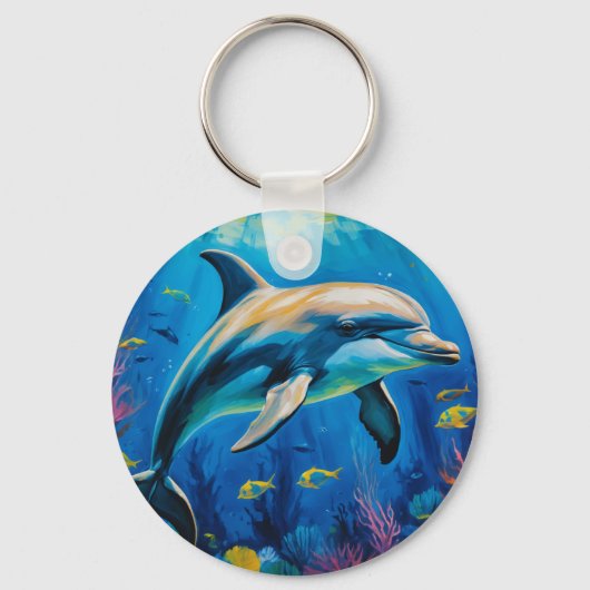 油絵イルカ キーホルダー (正面)