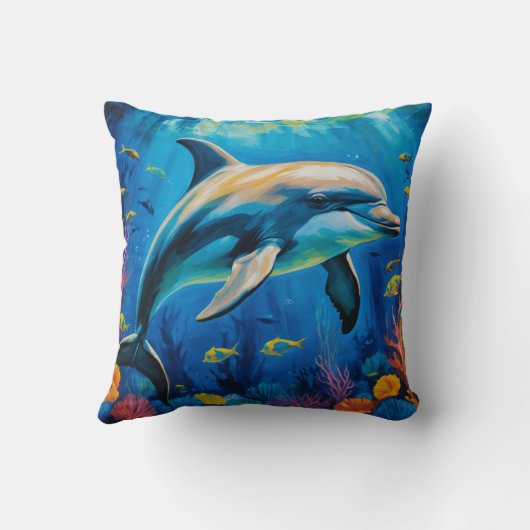 油絵イルカ クッション (裏面)